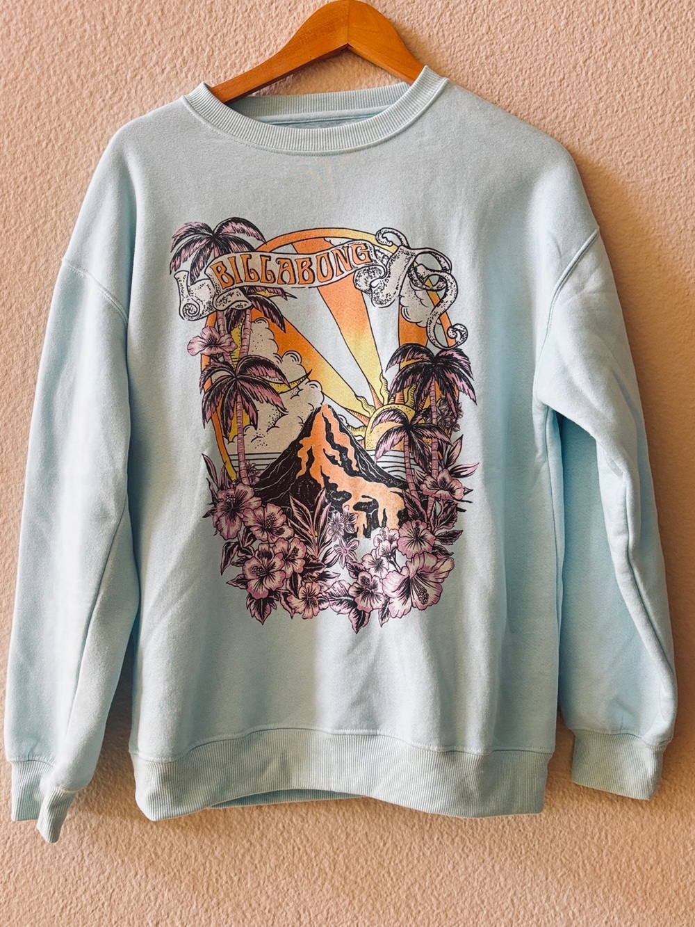Billabong Womens Oversized Graphic Crew Neck Sweatshirt Volcano Size S